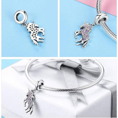 Pendentif Licorne Argent avec Strass - amourdelicorne