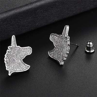 Boucles d'Oreilles Licorne à Paillettes