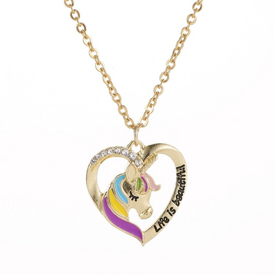 Collier Licorne Coeur Or