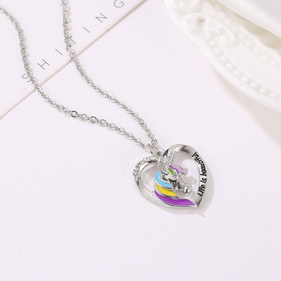 Collier Licorne Coeur Argent