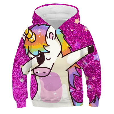 Sweat à Capuche 3D Licorne Qui Dab