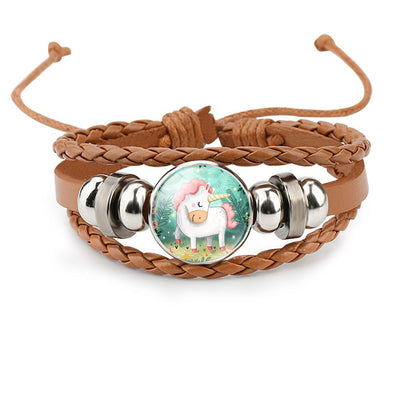 Bracelet Licorne Tressé en Cuir