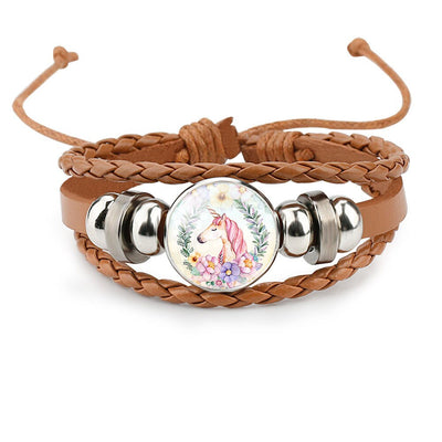Bracelet Licorne Tressé en Cuir