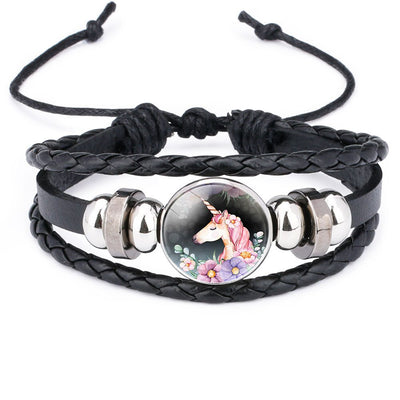 Bracelet Licorne Tressé en Cuir