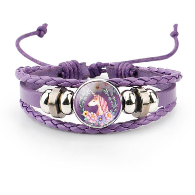 Bracelet Licorne Tressé en Cuir