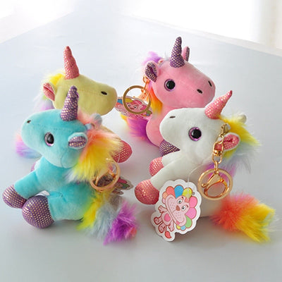 Porte-Clés Licorne Peluche Colorée