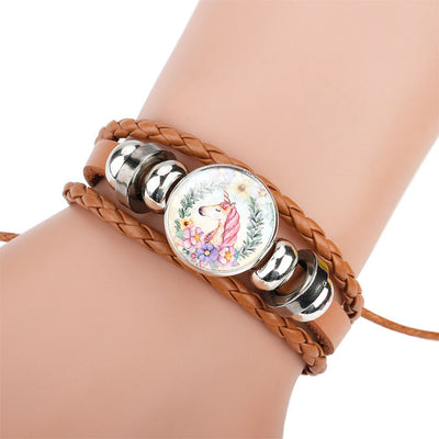 Bracelet Licorne Tressé en Cuir