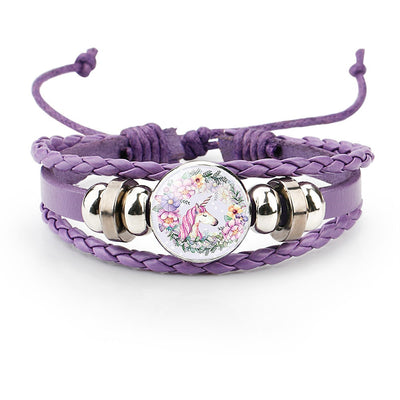 Bracelet Licorne Tressé en Cuir