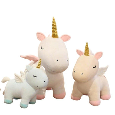 Peluche Licorne Avec Corne Dorée
