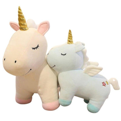 Peluche Licorne Avec Corne Dorée