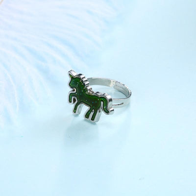 Bague Licorne Changeante De Couleur - Humeur Thermosensible - Acier Inoxydable - Bijou Fantaisie Mignon Pour Fille Et Garçon - 10