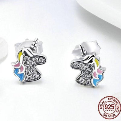 Boucles d'Oreilles Licorne en Argent - amourdelicorne