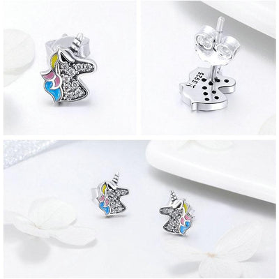 Boucles d'Oreilles Licorne en Argent - amourdelicorne